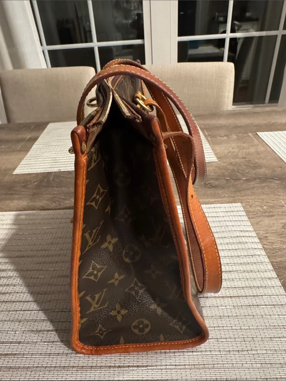 Louis Vuitton Monogram Canvas Messenger Bag with Tan Leather Trim